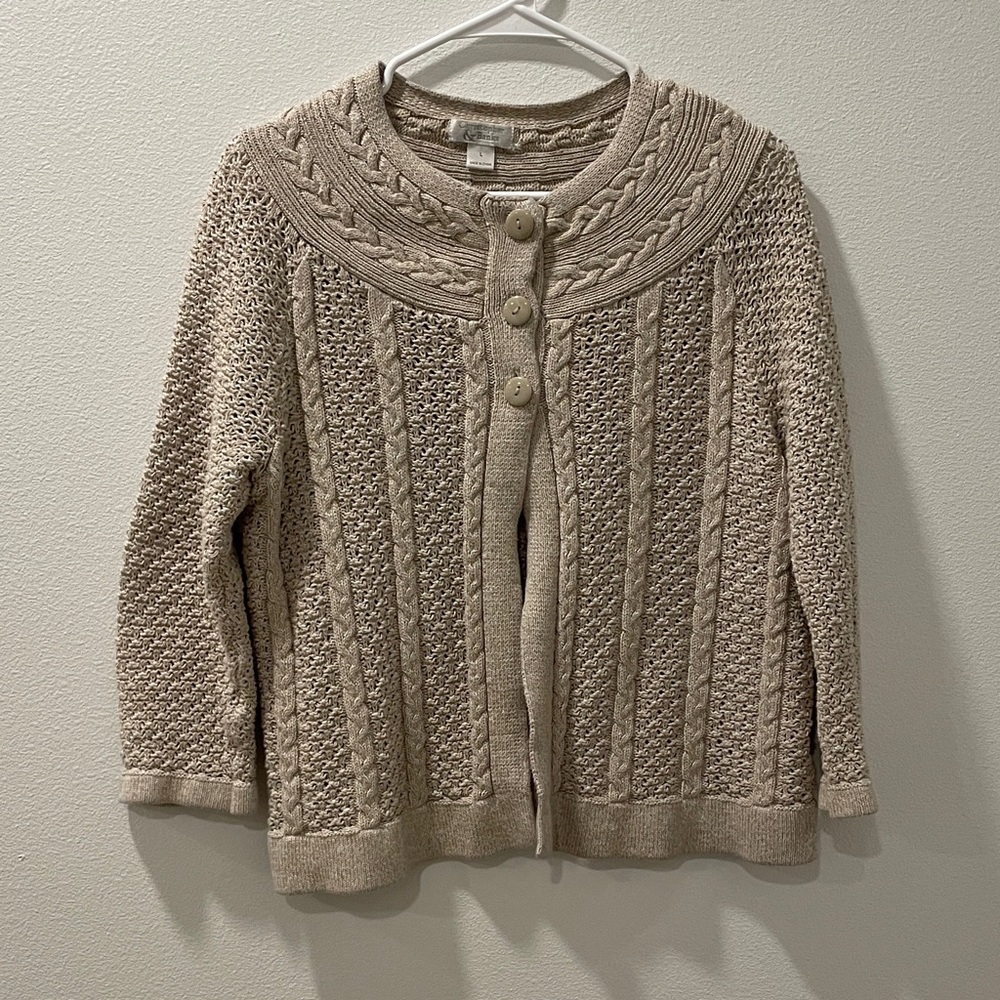 Christopher & Banks Beige Textured Cardigan